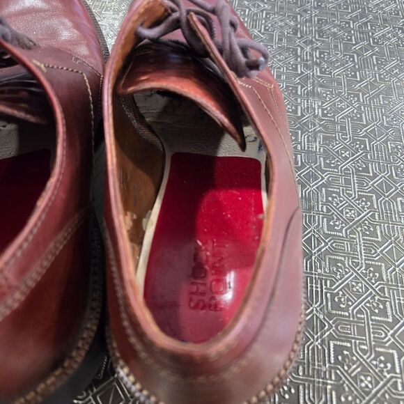 🐢 ECCO  Lisbon Plain Toe Cognac Brown Leather Oxford Shoes. Size EU42 US8-8.5 - Picture 12 of 13